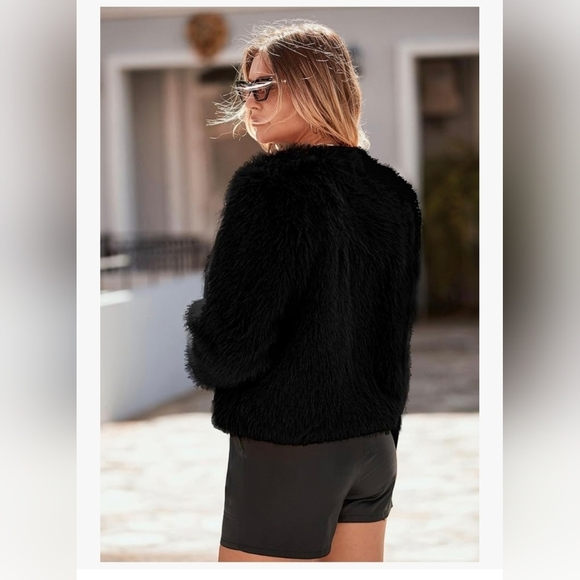 PRETTY GARDEN Faux Fur Shaggy Warm Outerwear #1048 NWOT - Picture 11 of 12